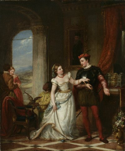 Portia and Bassanio-from the Merchant of Venice, 1865 by Henry Peters Gray